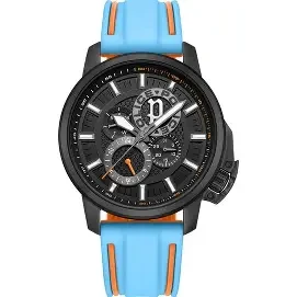 IP BLACK CASE,BLACK DIAL,BLUE SILICONE