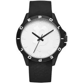 PLASTIC BLK CASE,WHITE DIAL,BLACK SILICON