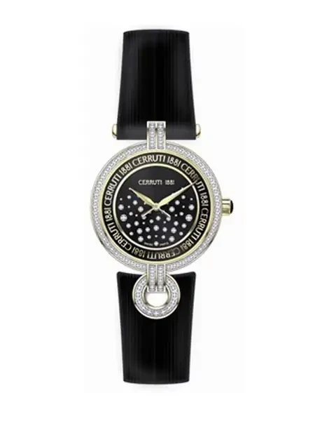LADY/ STEEL IP GOLD+STONES/BLACK SATIN STRAP