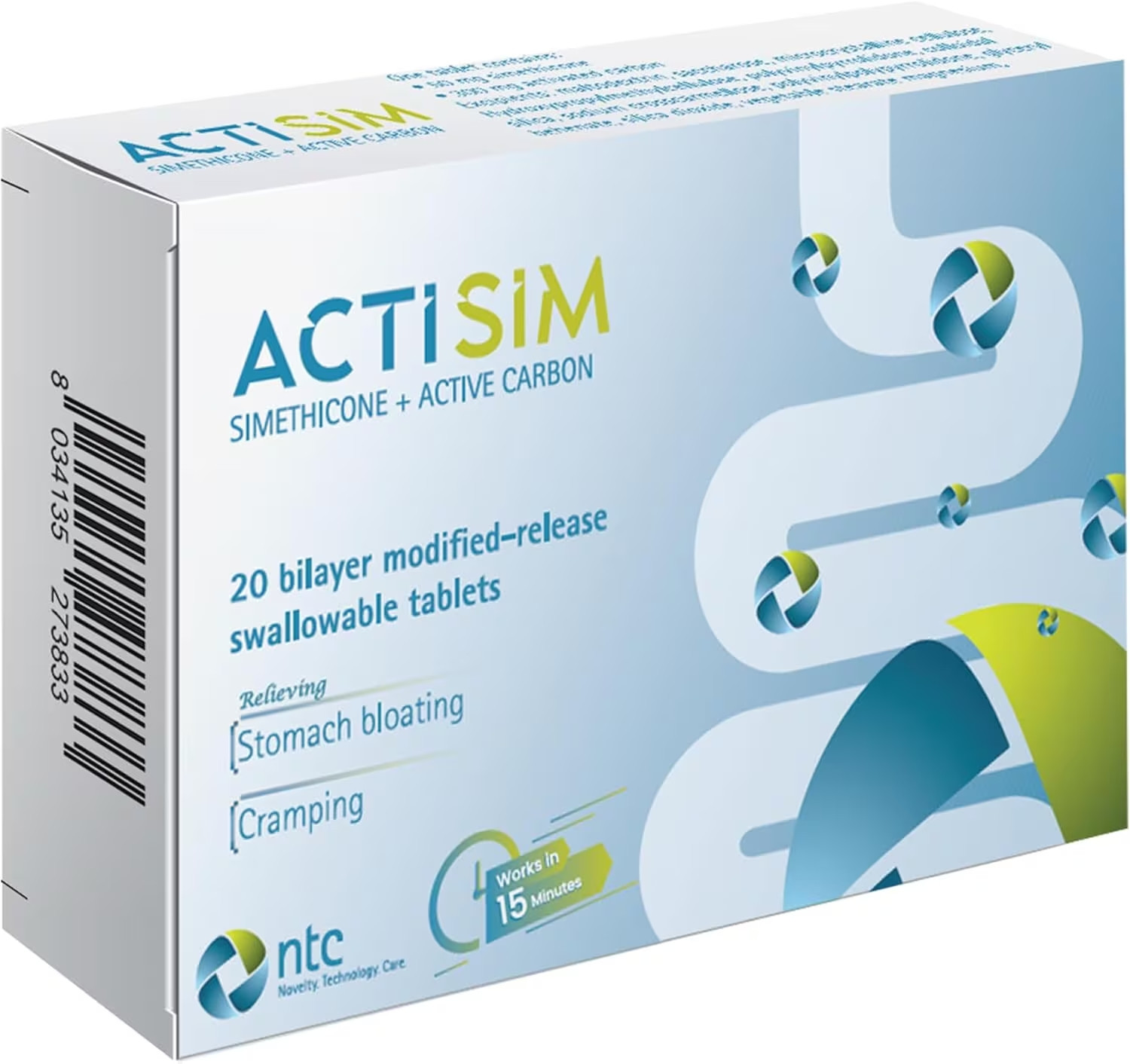 ACTISIM TAB 20S (SIMETHICONE+ACTIVE CARBON)