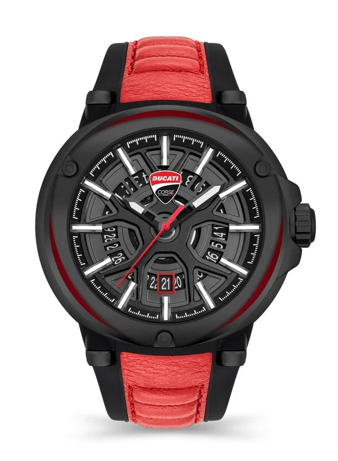 DUCATI CORSE PARTENZA DTWGN0000102 BLACK SKELETON DIAL WATCH