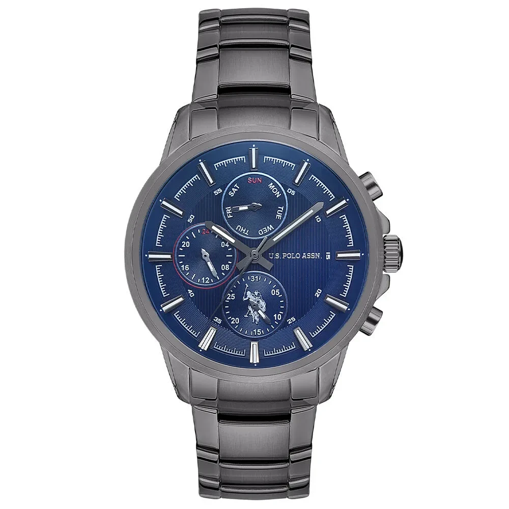 USPA1016-05 MEN'S QUARTZ STEEL BAND WATCH 44 MM