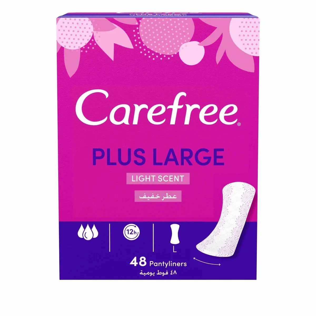 CAREFREE PLUS LARGE 48 PANTYLINERS LIGHT SCENT