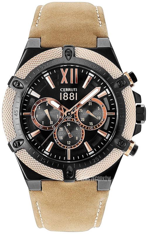 CER G 2T RG/BLK BLK DIAL TAN LTR