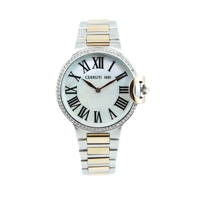 CER L SS CAS W PP STONES WHT/MOP DIALSS/RG MTL B