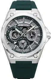 STEEL CASE,GREY DIAL,GREEN SILICON