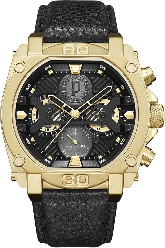 PL L HAGIA SIL CASE BLK DIAL BLK LEATHER