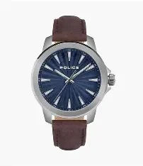 SS CASE, BLUE DIAL, BROWN STRAP