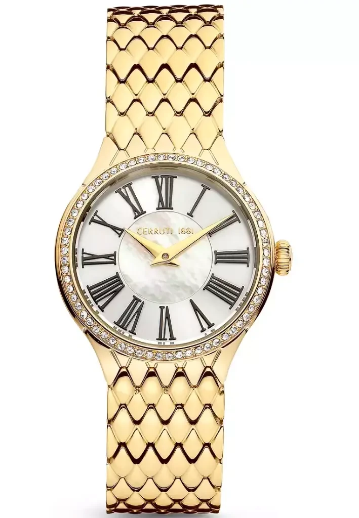 CER L WCH GP CAS W/STNES MOP SIL DIAL GP MTL BRT