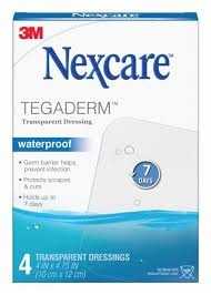 NEXCARE TEGADERM 10X12CM TRANSPARENT DRESSING 4S