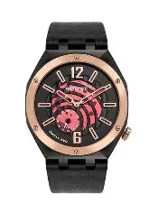 PL G GOBUSTAN BLK CASE RED DIAL BLK LEATHER