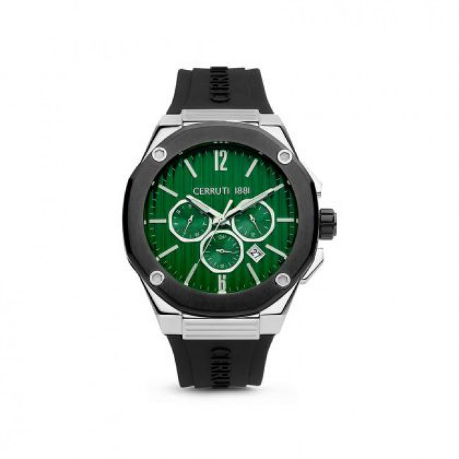 CER G WCH SS/GUN CAS GRN DIAL BLK RBR STP