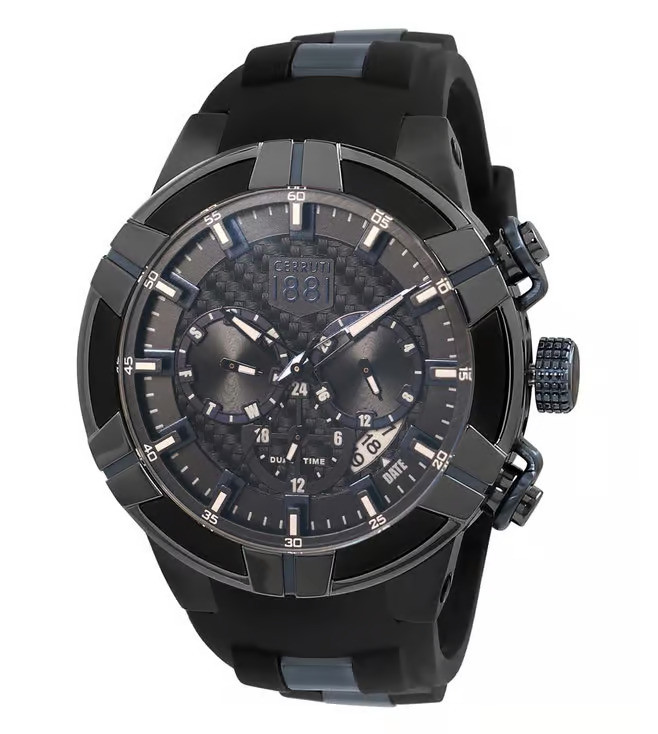 CER G BLK/BLU CAS BLK DIAL BLK BLU RBR STP