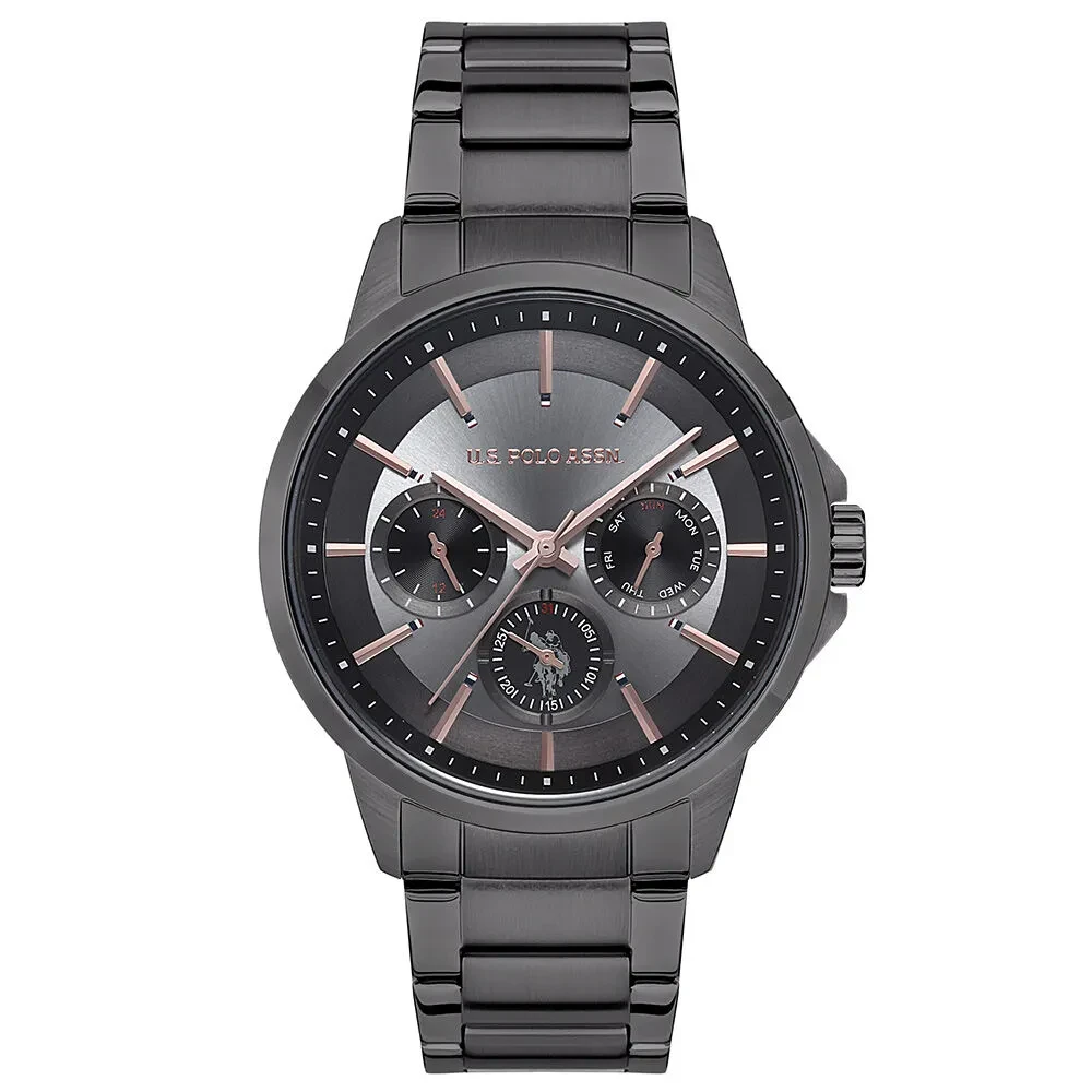 USPA1000-04 MEN'S QUARTZ STEEL BAND WATCH 44 MM