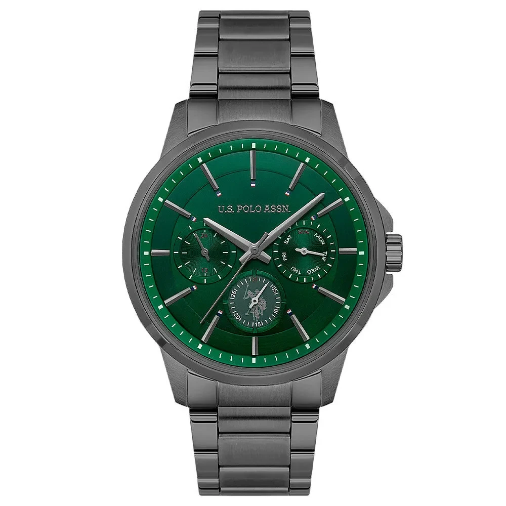 USPA1000B-06 MEN'S QUARTZ CROSSING STEEL BAND WATCH 44 MM