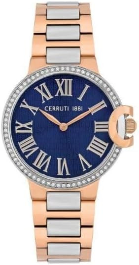 CER L RG CAS W PP STONES BLUE DIAL SS/RG MTL BRT