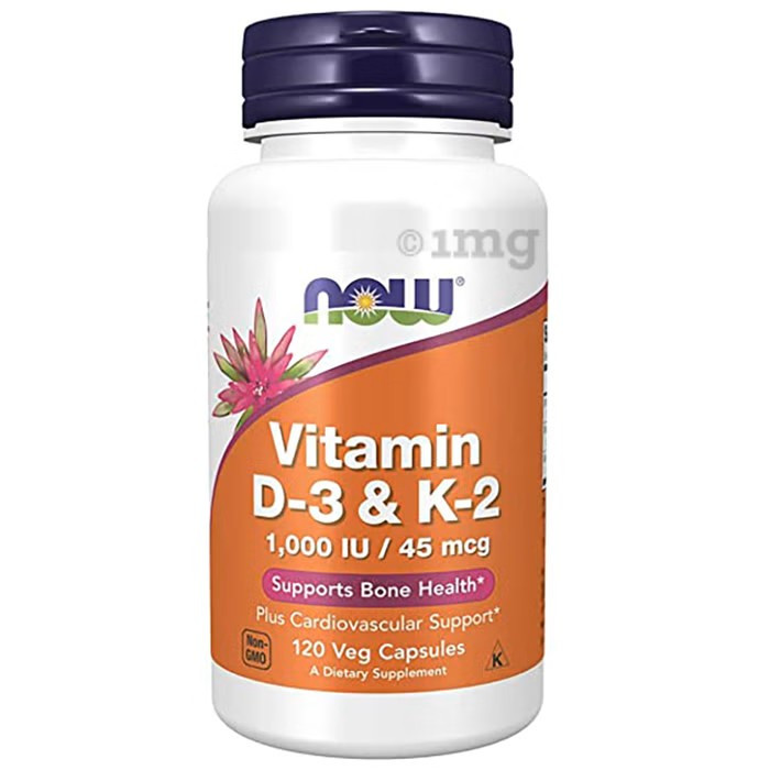 NOW VIT D3 1000 IU + K2 45MCG CAPS 120'S