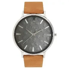 PL G TASMAN SIL CASE GRY DIAL TAN LEATHER