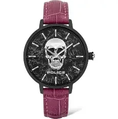 PL L MIONA BLK CASE BLK DIAL PINK LEATHER