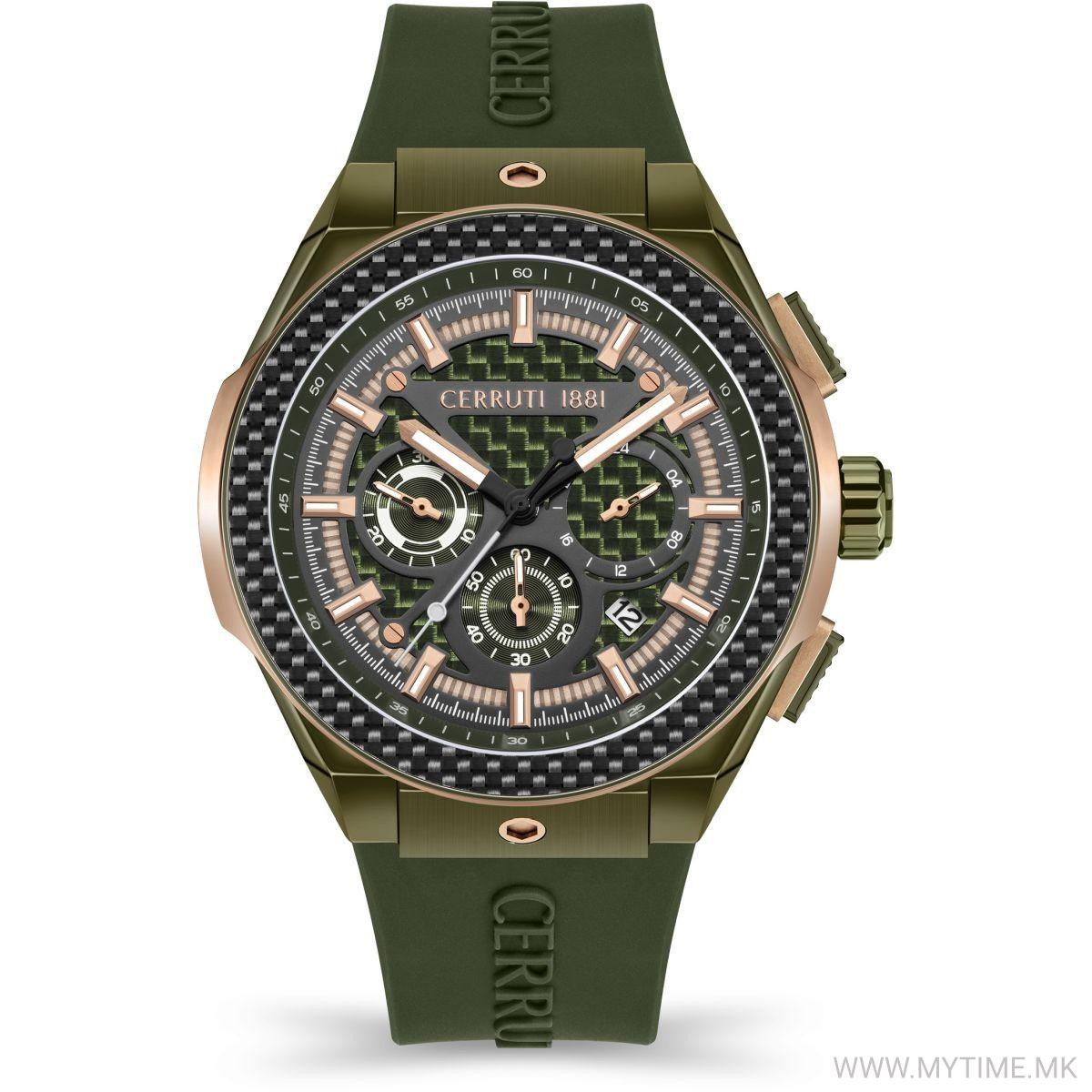 CER G RUSCELLO OLIVE CAS,CARBON TR+DIAL,OLI SIL ST