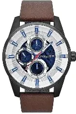 PL G STAMFORD IP BLK CASE SIL DIAL BRN LTR STR