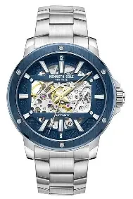 Kenneth Cole New York Automatic Blue Dial Silver Bracelet Watch.