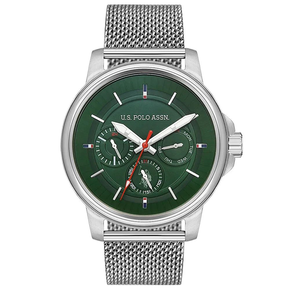 USPA1020-05 MEN'S QUARTZ STAINLESS STEEL MESH BAND WATCH 45 MM