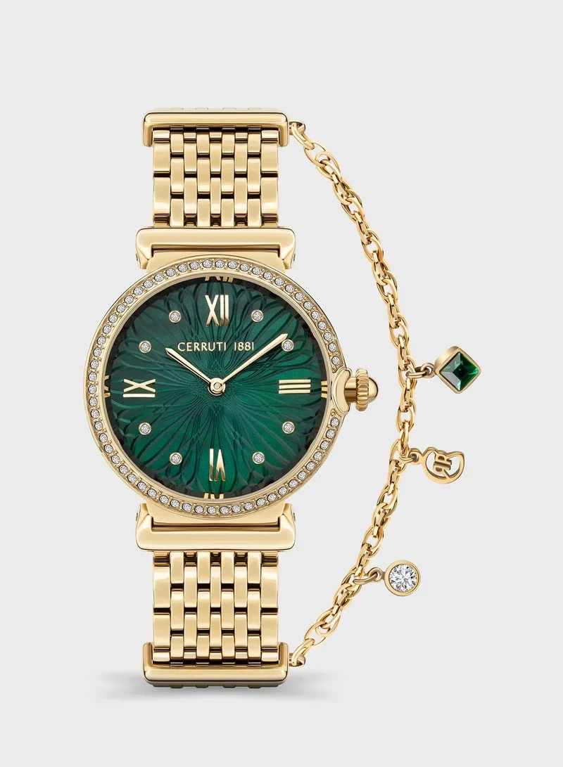 GD CASE, GD BAND W/ CHAIN CHARMS, GREEN MOP DIAL