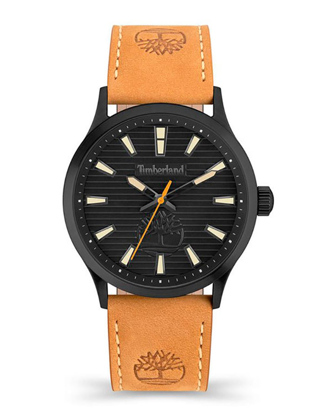 Timberland Mill Black Casual Black Dial Orange Brown Leather Strap