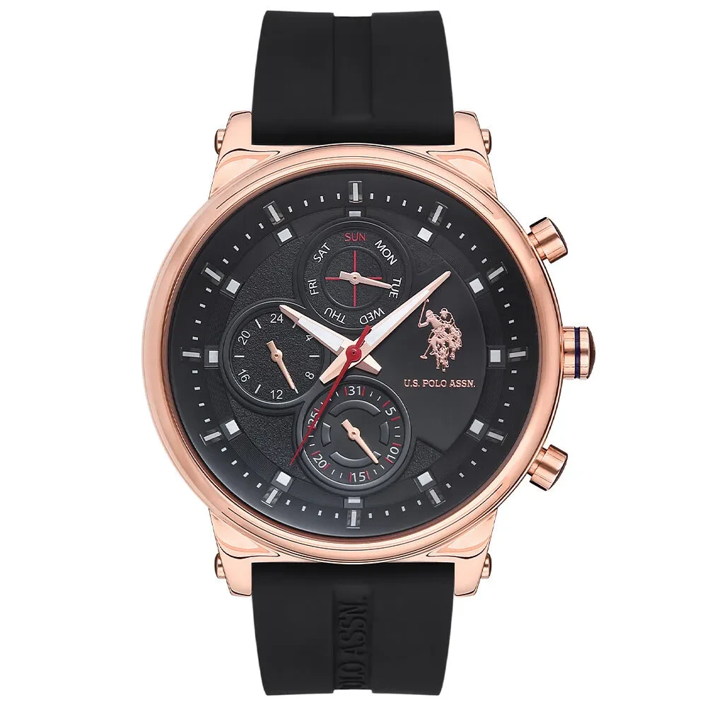 USPA1008-06 MEN'S QUARTZ SILICONE STRAP WATCH 46 MM