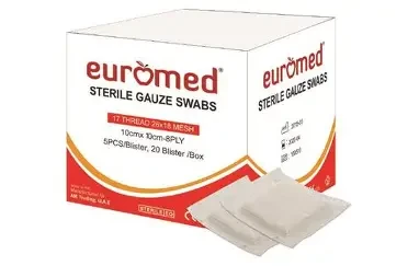 EUROMED GAUZE SWAB STERILE 10X10CM 12PLY 20'S