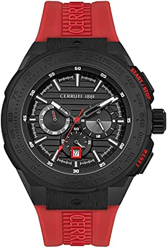 CER G GUN CAS BLK DIAL RED RBR STP