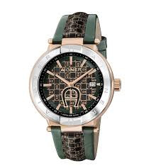 AIG MON-G SS/RG CASE BLACK DIAL GREEN LTR