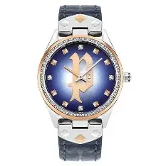 PL L PONGUA SIL CASE BLU DIAL BLU LEATHER