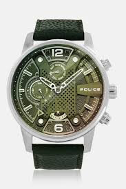 SS CASE,GRN&YEL LENS,BLK DIAL,GRN LEA