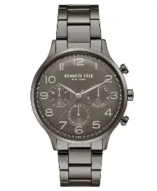 Kenneth Cole New York Gunmetal Case, Black and Grey Strap (Men's)