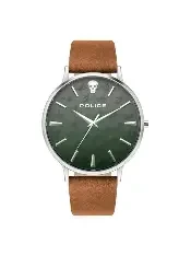 SS CASE, GREEN DIAL, TAN STRAP